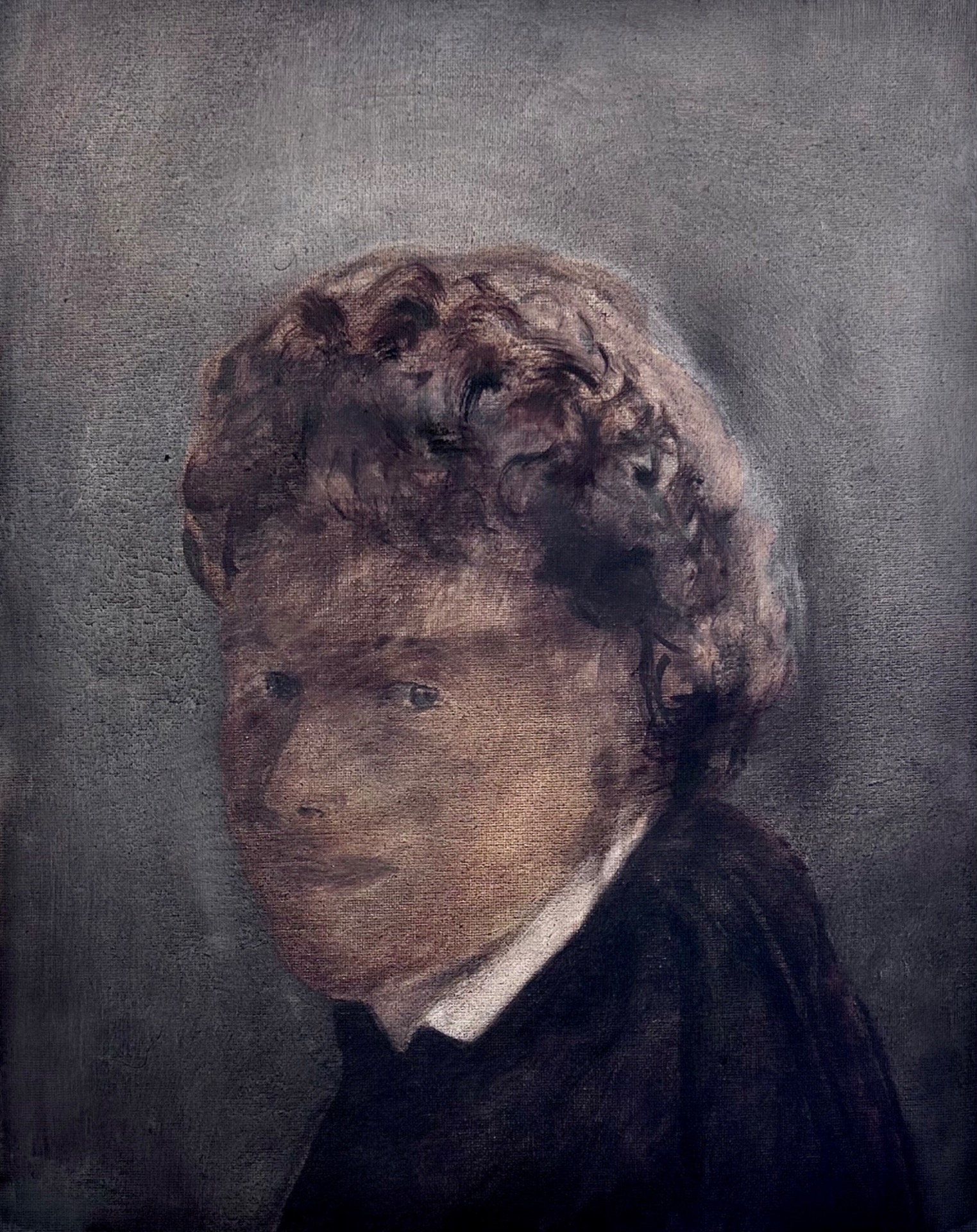  Målarinnan, ett porträtt. Oljemåleri på dukpannå 41x33 cm.                                                  tillkomstår 2026