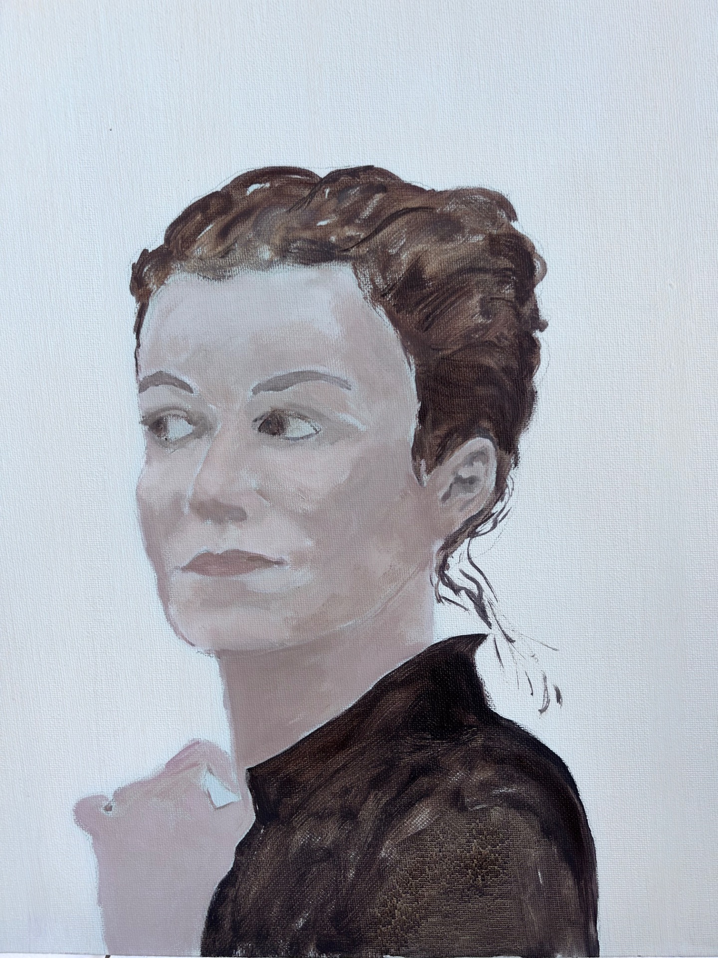 Porträtt. Käbi 2024-2026 Oljemåleri på dukpannå. 41x33 cm.